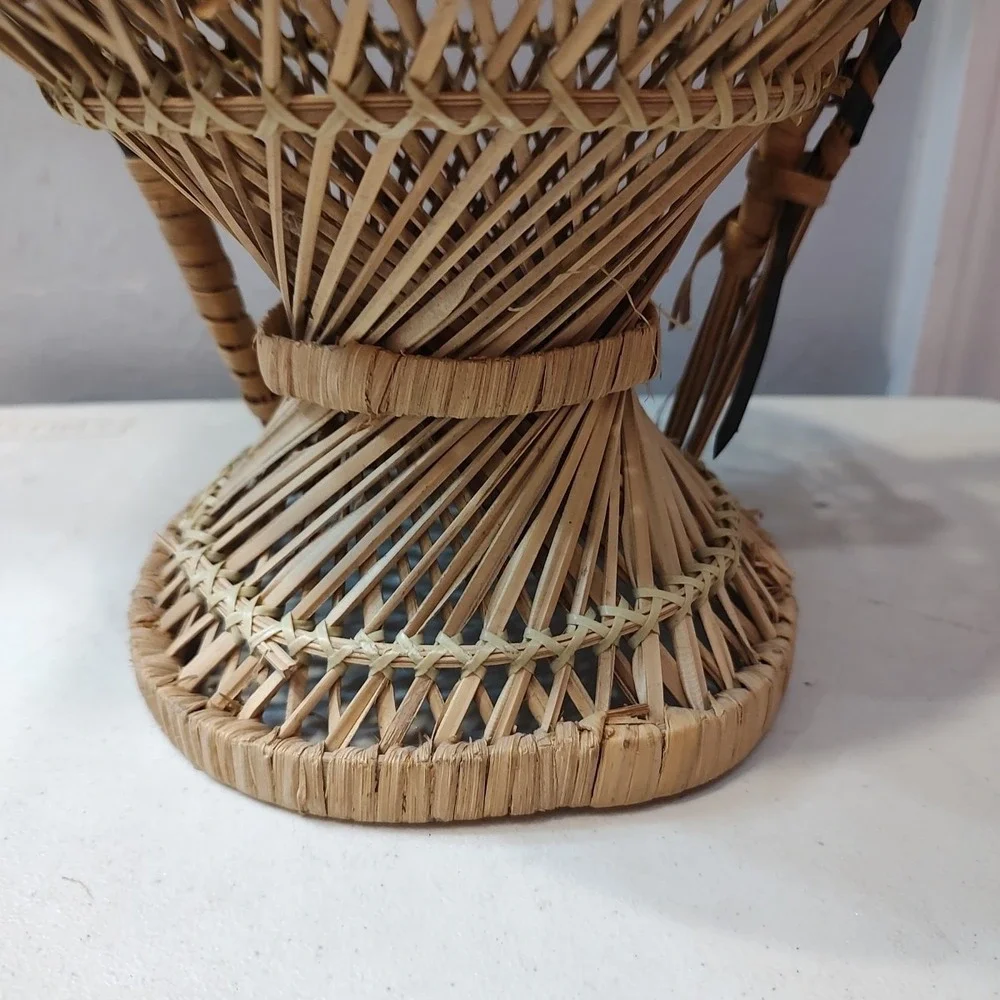 Vintage Wicker Peacock Chair For Dolls Plant Pot Display Prop‎ Boho Coastal